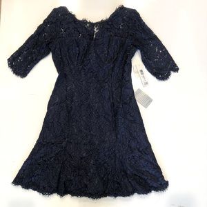 Eliza J new mid length lace dress. Navy blue. Size 6